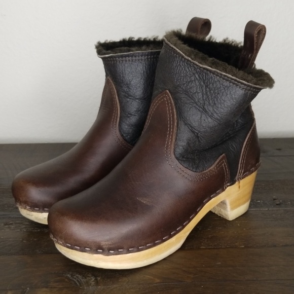 No. 6 Shearling Clog Boots Black brown Sven